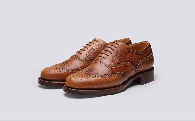 Grenson Shoe 4 Mens Brogues in Tan Grain Leather GRS110890